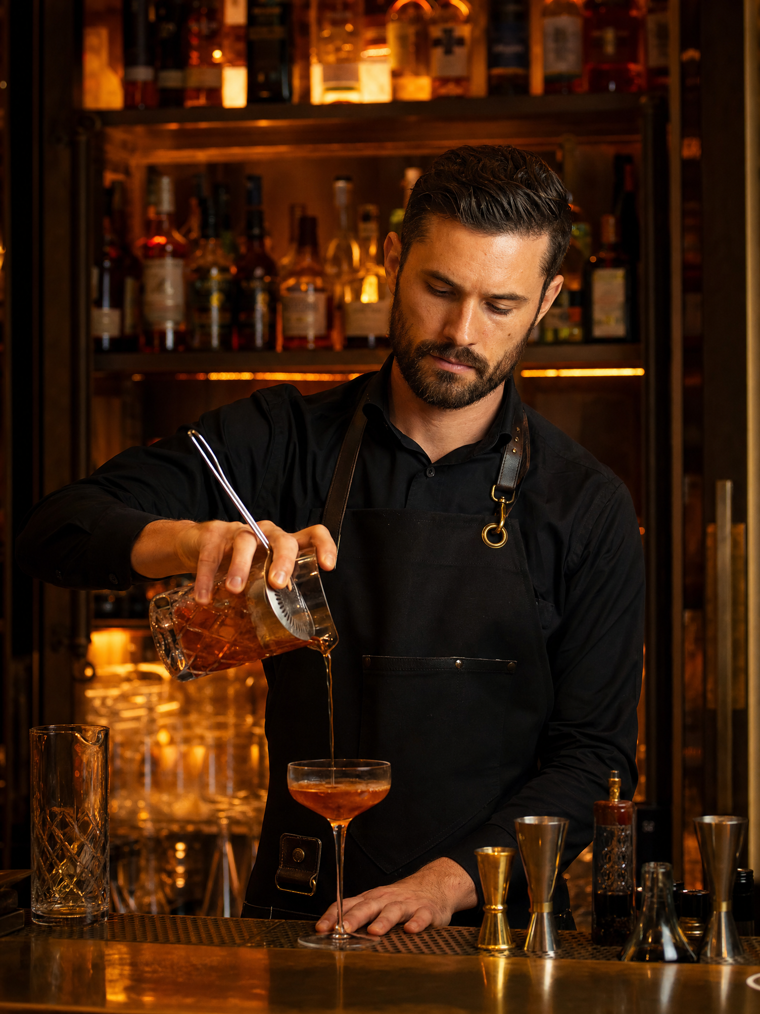 Professional bartender crafting a cocktail at a McKinney Texas event